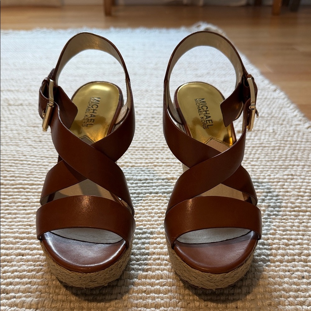 Michael Kors Tan Leather Wedges
